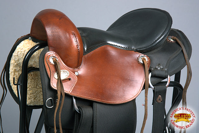 HILASON Gaited Western Trail Pleasure Endurance American Leather Saddle Mahogany Black | Horse Treeless for Horses