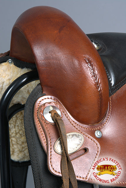 HILASON Gaited Western Trail Pleasure Endurance American Leather Saddle Mahogany Black | Horse Treeless for Horses