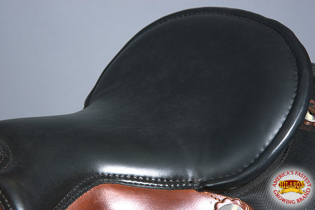 HILASON Gaited Western Trail Pleasure Endurance American Leather Saddle Mahogany Black | Horse Treeless for Horses