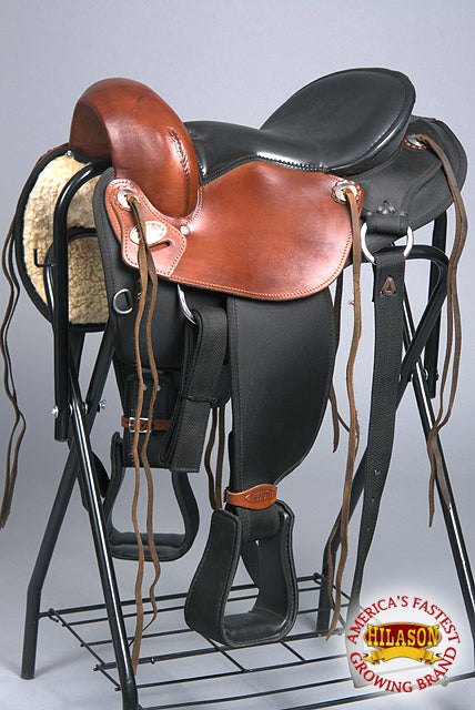 HILASON Gaited Western Trail Pleasure Endurance American Leather Saddle Mahogany Black | Horse Treeless for Horses