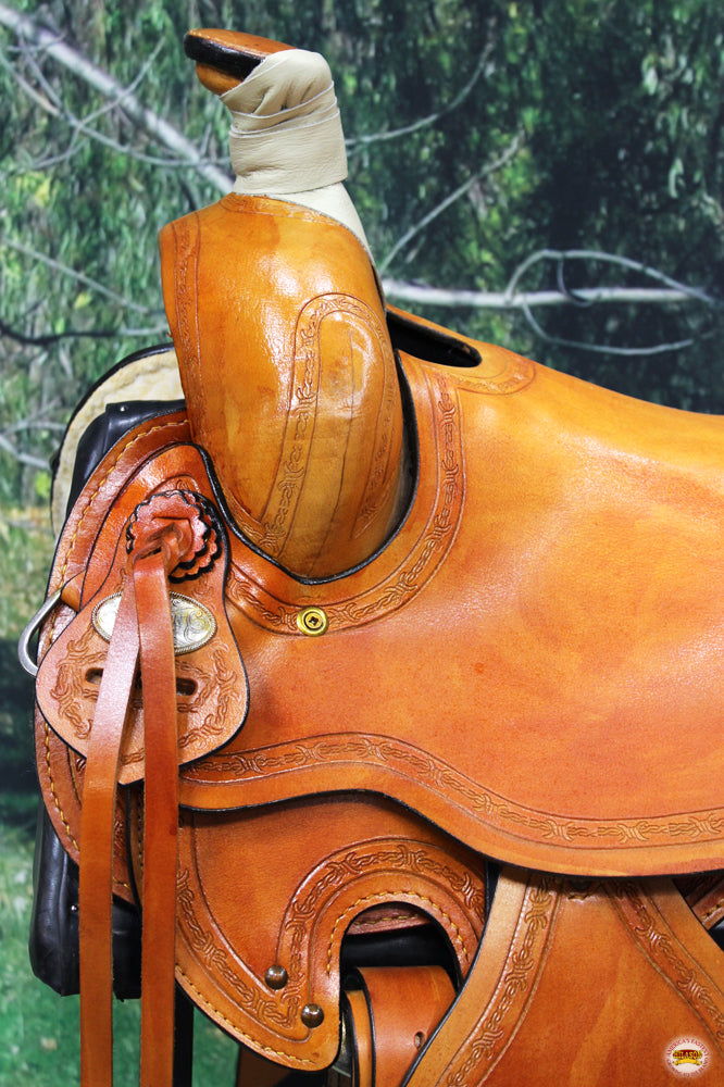 HILASON Western Horse Saddle American Leather Ranch Roping Trail Beige | Hand Tooled Wade & For Horses