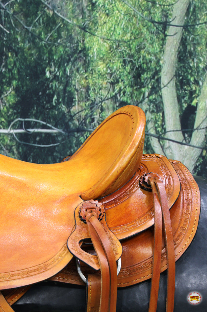 HILASON Western Horse Saddle American Leather Ranch Roping Trail Beige | Hand Tooled Wade & For Horses