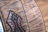 44" Roper Mens Basketweave Top Grain Leather Belt Bark Design 1 1/2" Wide Brown
