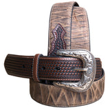 32" Roper Mens Basketweave Top Grain Leather Belt Bark Design 1 1/2" by Hilason – Cowboy and equestrian accessories