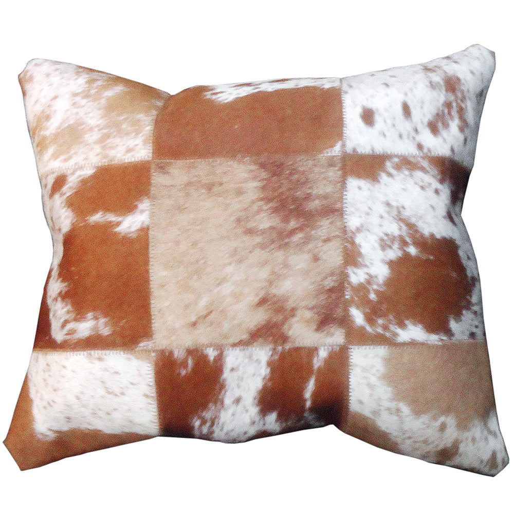 Hilason Cowhide Leather Hair-On Patchwork Cushion Pillow Cover