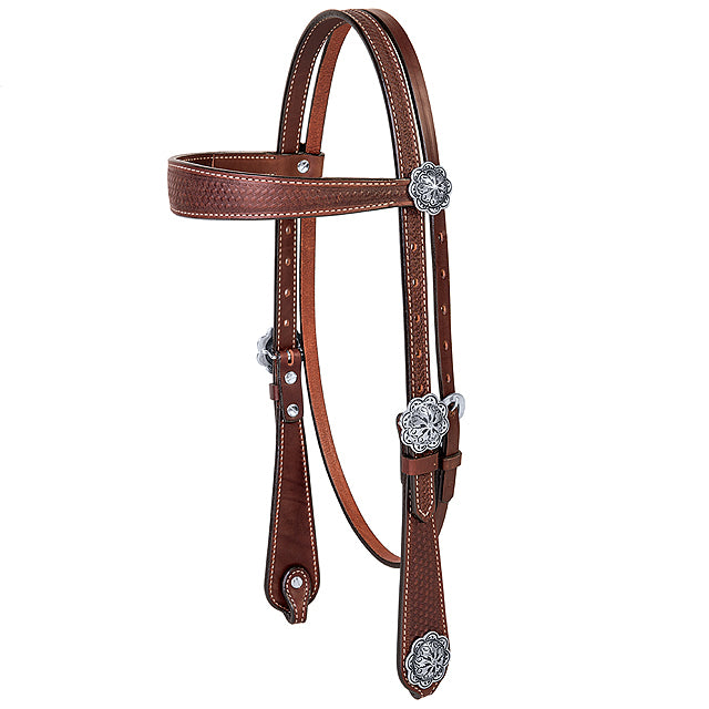 Weaver Basin Cowboy English Bridle Leather Browband Headstall Brown