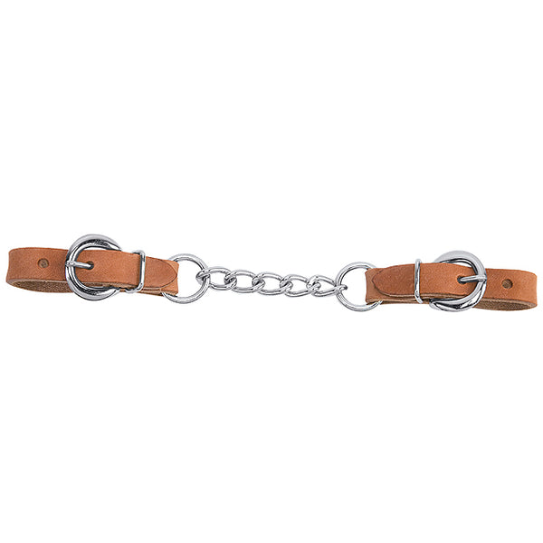 Harness Leather Heavy Duty 4-1/2" Single Link Chain Curb Strap - Hilason