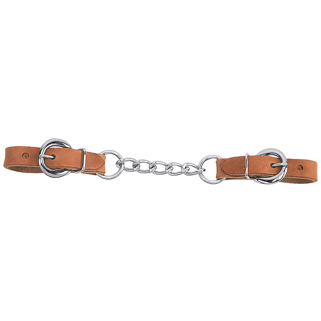 Harness Leather Heavy Duty 4-1/2" Single Link Chain Curb Strap - Hilason