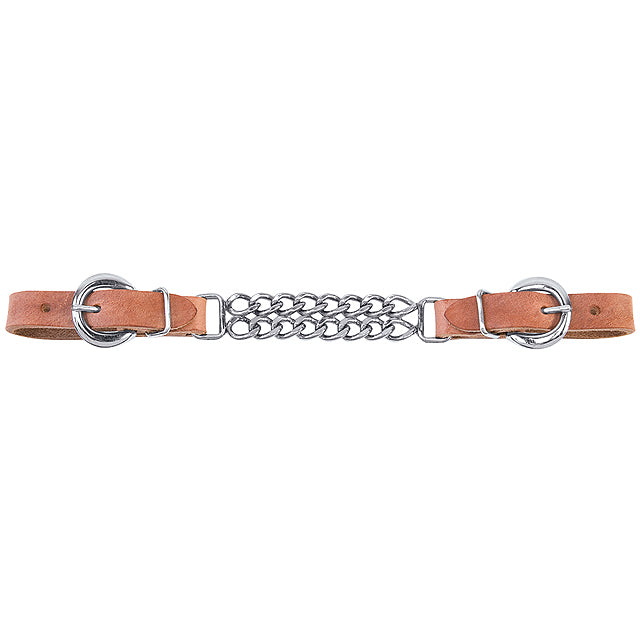 Harness Leather 4-1/2" Durable Double Flat Link Chain Curb Strap - Hilason