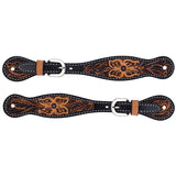 Weaver Turquoise Cross Light Oiled Leather Floral Tooled Ladies Spur Straps