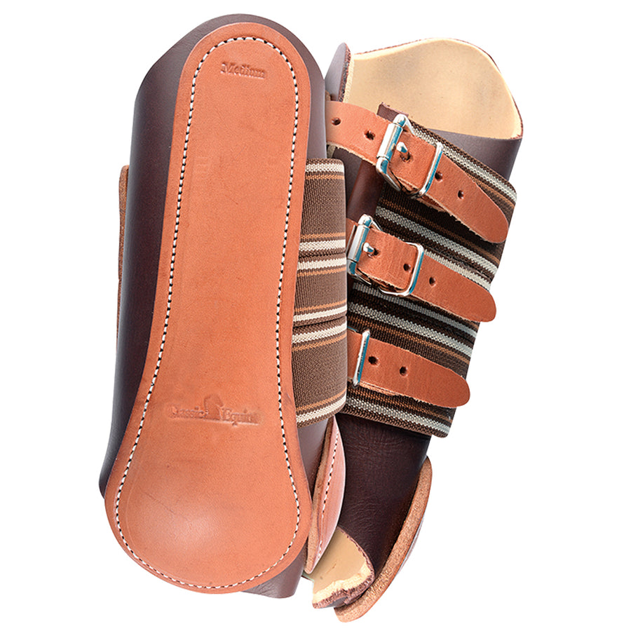 Large Classic Equine Leather Lightweight Horse Leg Splint Boot W/ Tendon Pad