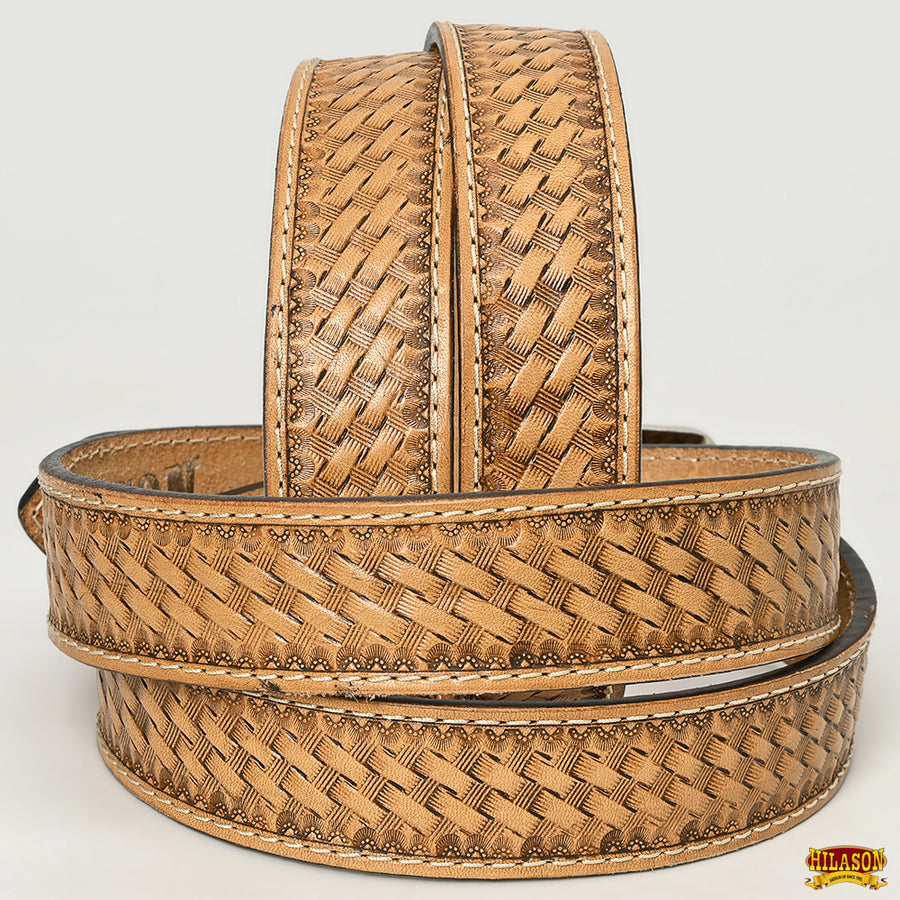 HILASON Western Genuine Leather Belt for Men Women Cowboy Cowgirl Handmade Basketweave Unisex Heavy Duty
