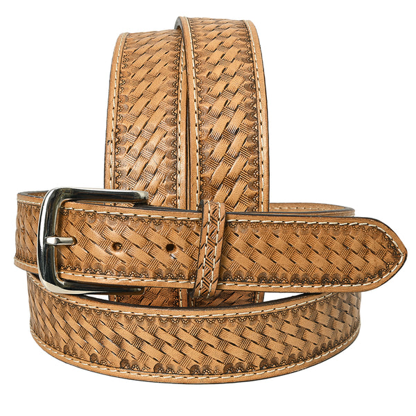 HILASON Western Genuine Leather Belt for Men Women Cowboy Cowgirl Handmade Unisex Heavy Duty Basketweave Belt for - Uhorse