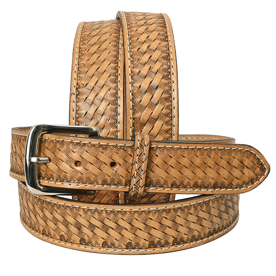 HILASON Western Genuine Leather Belt for Men Women Cowboy Cowgirl Handmade Unisex Heavy Duty Basketweave Belt for - Uhorse