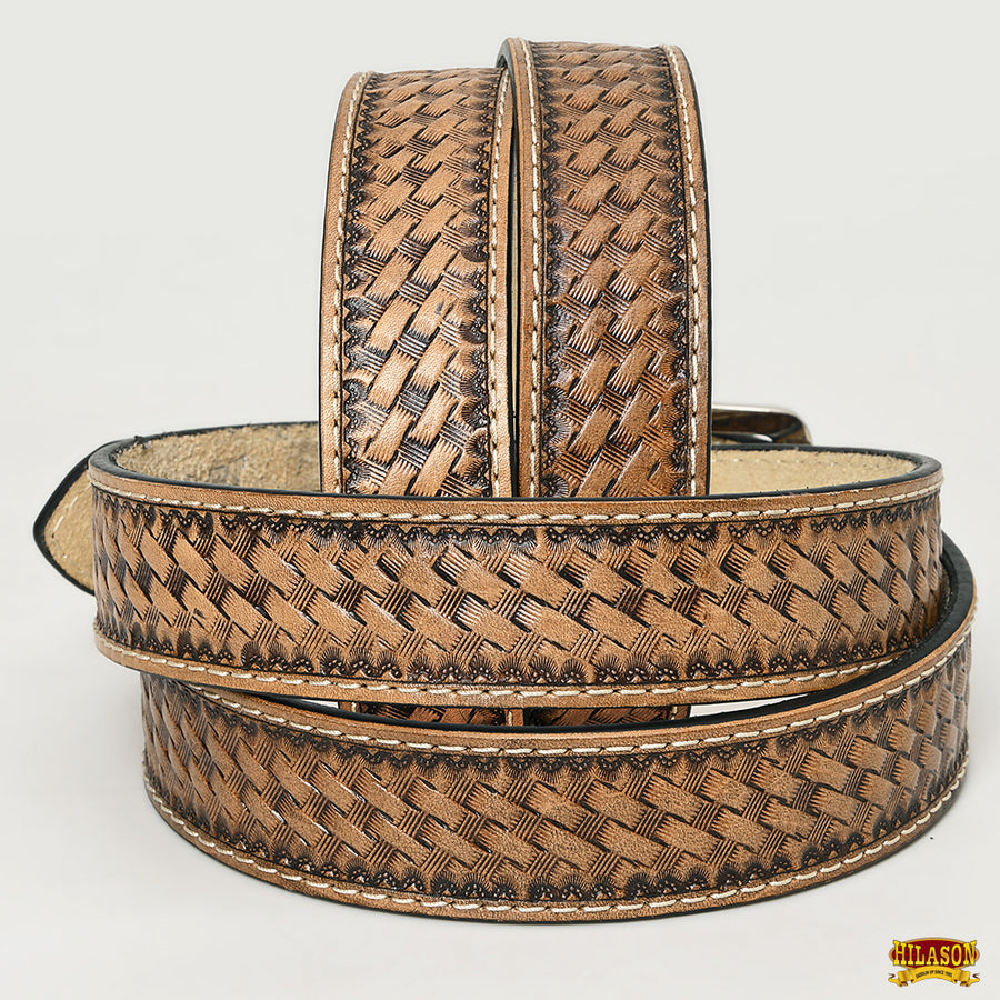 HILASON Western Genuine Leather Belt for Men Women Cowboy Cowgirl Handmade Unisex Full Grain Heavy Duty Tooled Jeans