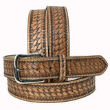 HILASON Western Genuine Leather Belt for Men Women Cowboy Cowgirl Handmade Unisex Heavy Duty Basketweave Belt for - Hilason