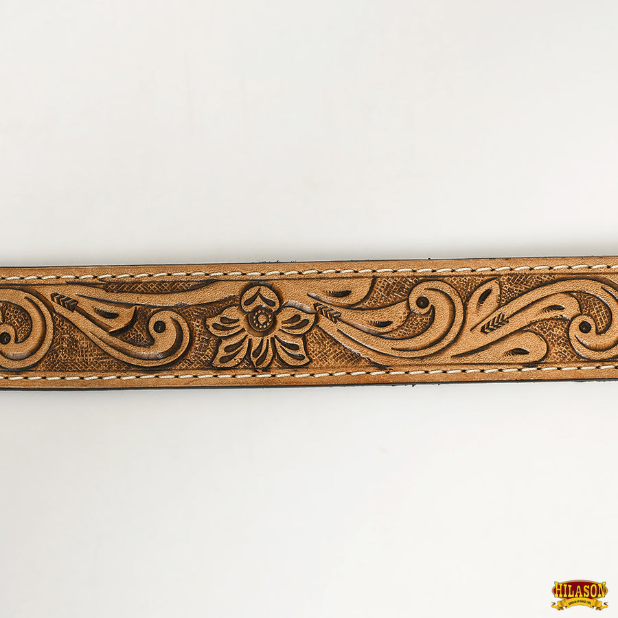 HILASON Western Genuine Leather Belt for Men Women Cowboy Cowgirl Handmade Unisex Full Grain Heavy Duty Floral Tooled