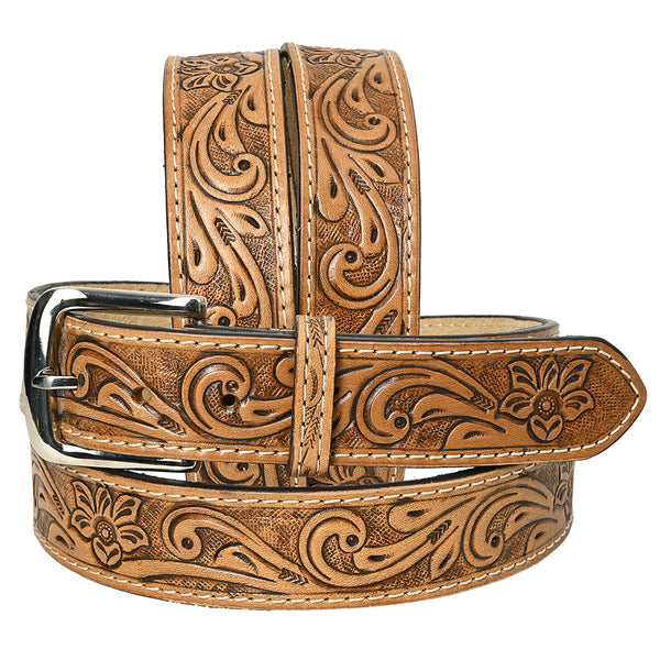 HILASON Western Genuine Leather Belt for Men Women Cowboy Cowgirl Handmade Unisex Full Grain Heavy Duty Floral - Uhorse