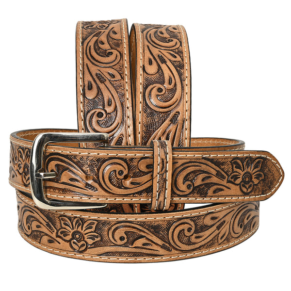 HILASON Western Genuine Leather Belt for Men Women Cowboy Cowgirl Handmade Unisex Full Grain Heavy Duty Floral - Uhorse