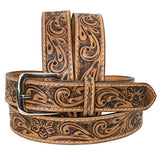 HILASON Western Genuine Leather Belt for Men Women Cowboy Cowgirl Handmade Unisex Full Grain Heavy Duty Floral - Hilason