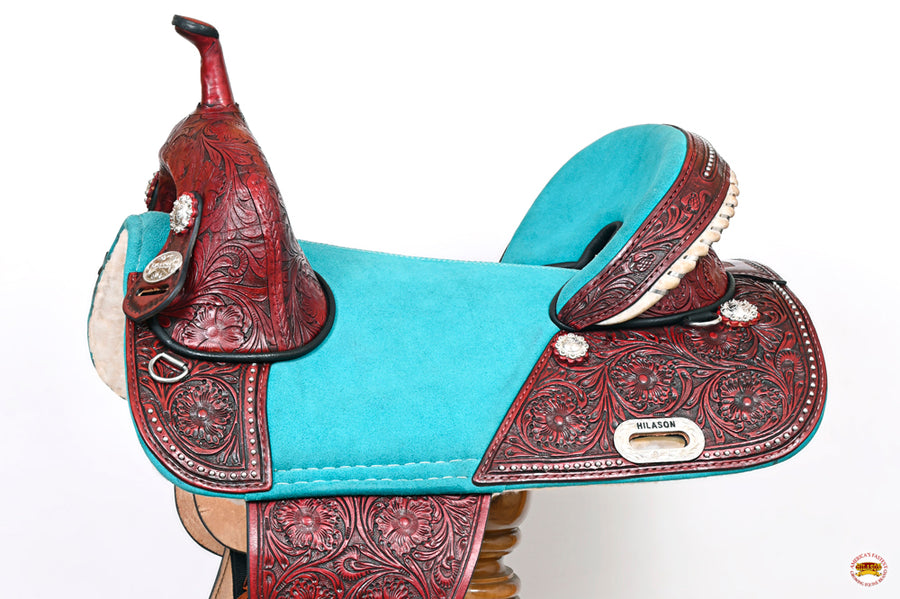 HILASON Western Trail Barrel Racing American Leather Treeless Saddle | Horse for Horses