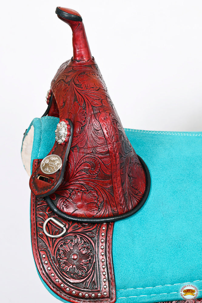 HILASON Western Trail Barrel Racing American Leather Treeless Saddle | Horse for Horses