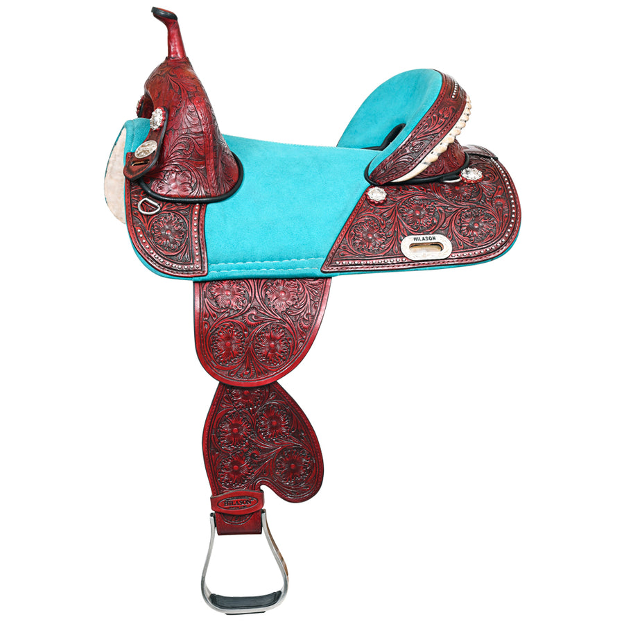 Western Trail Barrel Racing American Leather Treeless Saddle Hilason - Uhorse