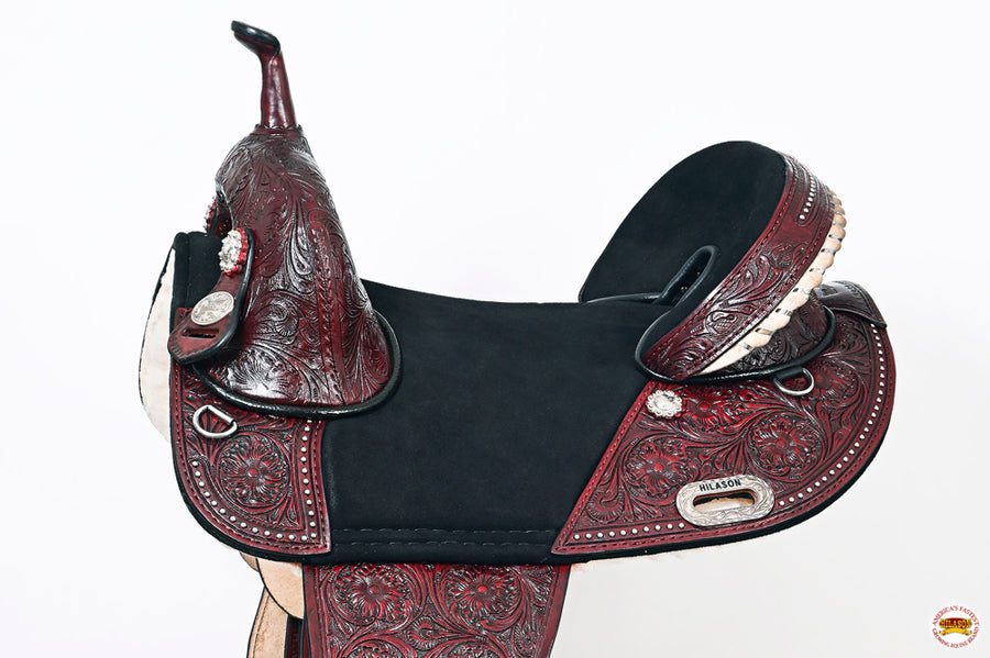 HILASON Western Horse Treeless Trail Barrel Saddle American Leather | for Horses