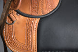 HILASON Western Horse Treeless Trail Saddle Genuine American Leather Tan l Saddle American Leather Tan | Horse Saddle | Western Saddle | Treeless Saddle | Saddle for Horses | Horse Leather Saddle