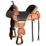 18 In HILASON W. H. Treeless Trail Saddle Genuine American Leather Tan by Hilason – Cowboy and equestrian accessories