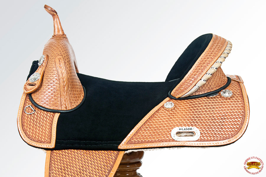 HILASON Western Horse Treeless Trail Barrel Saddle American Leather | for Horses