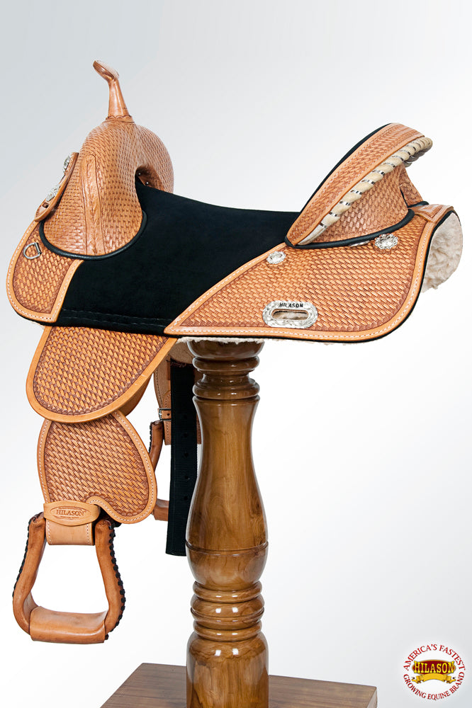 HILASON Western Horse Treeless Trail Barrel Saddle American Leather | for Horses
