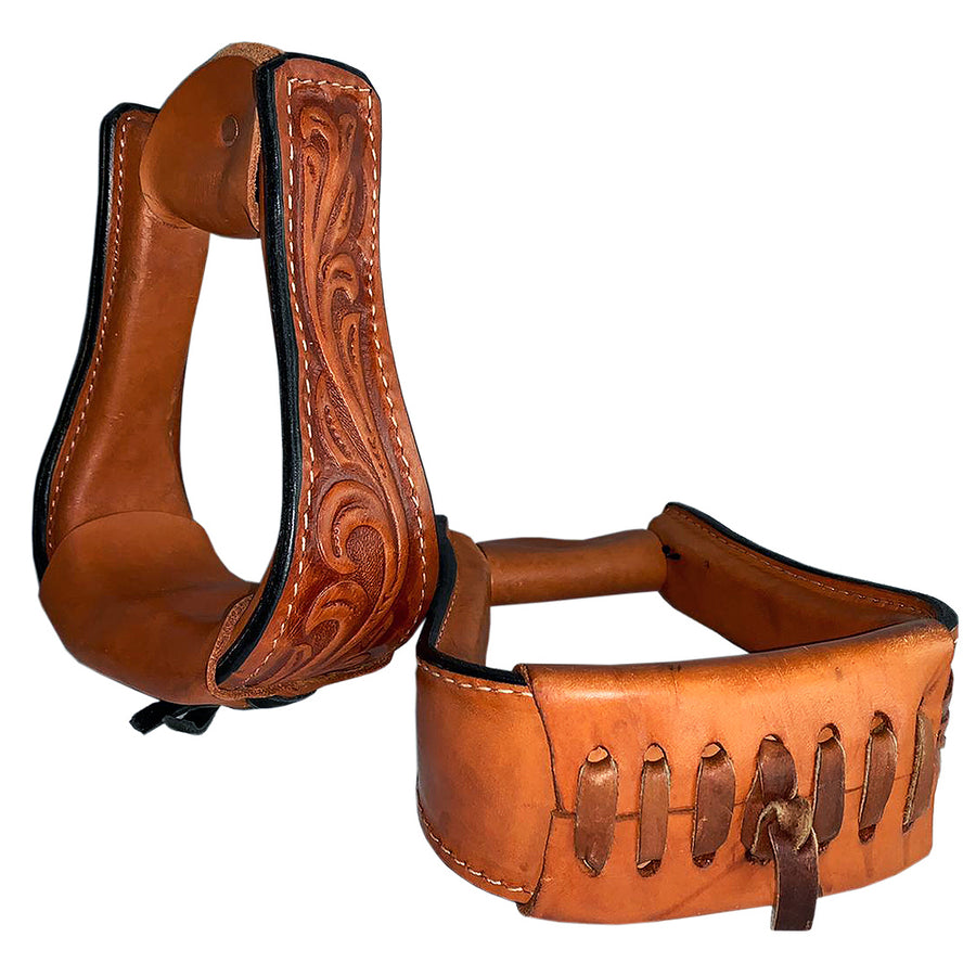 3 In Neck Circle Y H. Saddle Floral Leather Covered Show Stirrups Pair by Hilason – Cowboy and equestrian accessories