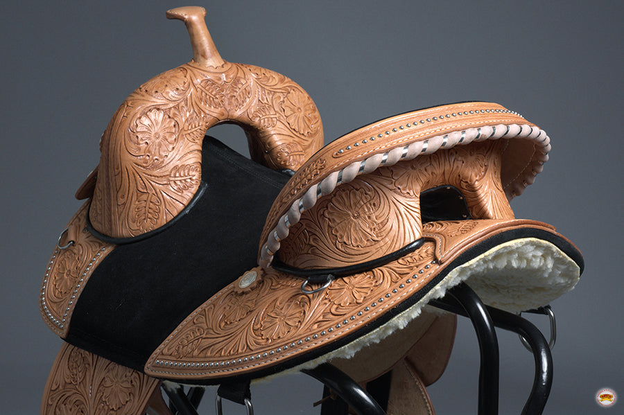 HILASON Western Horse Treeless Trail Barrel Saddle American Leather | for Horses
