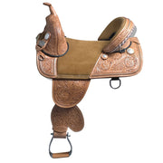 HILASON Treeless Western Trail Barrel Racing American Leather Saddle