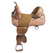 HILASON Treeless Western Trail Barrel Racing American Leather Saddle