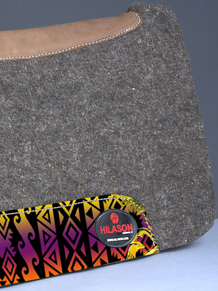 HILASON Western Wool Felt Horse Saddle Pad W/ Distressed Wear Leather Made in USA | for Horses