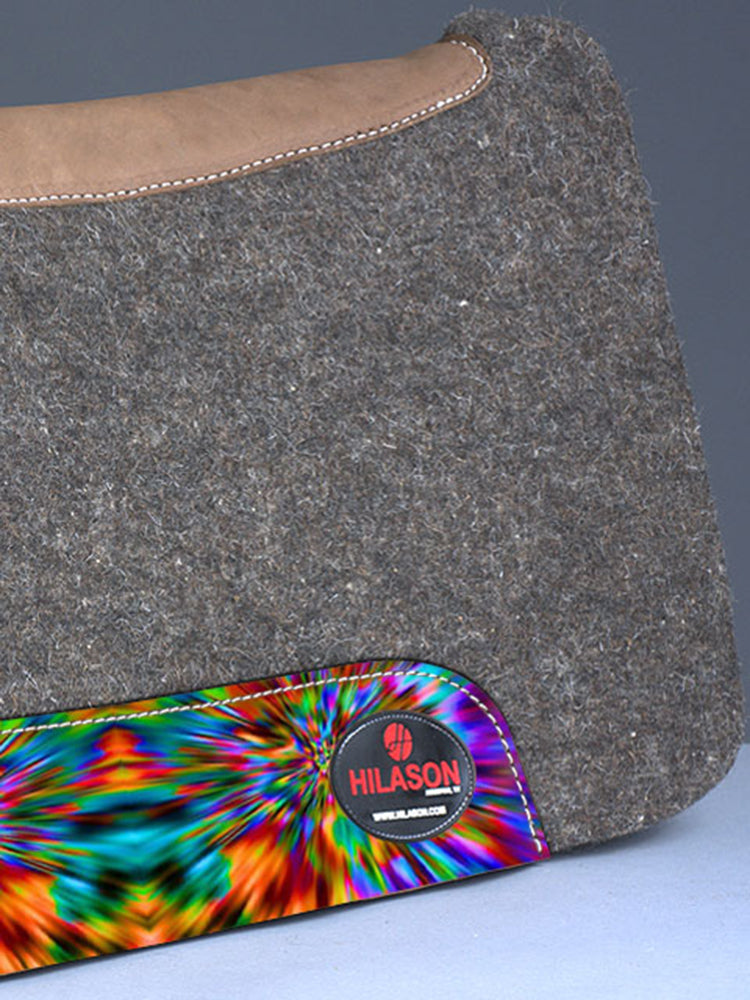 HILASON Western Wool Felt Horse Saddle Pad W/ Distressed Wear Leather Made in USA | for Horses