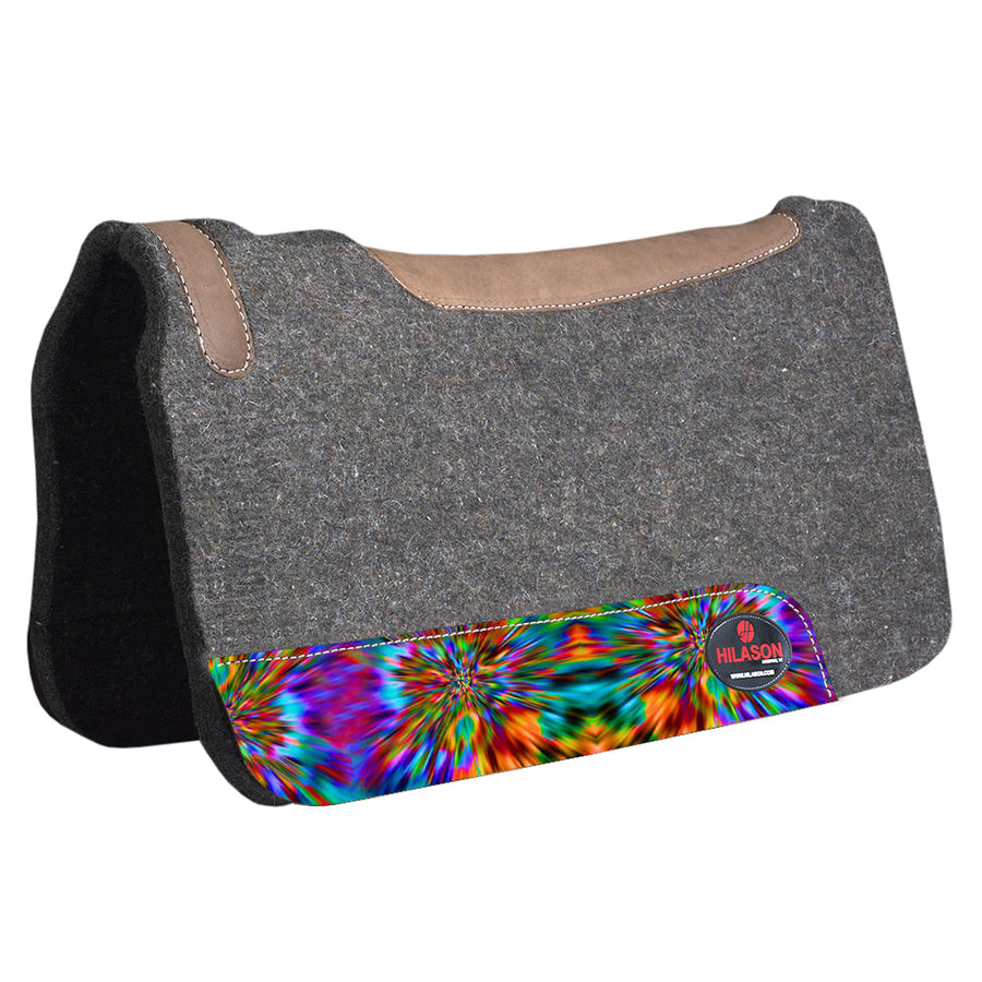 Made In Usa W. Grey Tie Die Painted Wool Felt H. Saddle Pad by Hilason – Cowboy and equestrian accessories