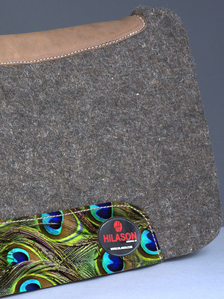 HILASON Western Wool Felt Horse Saddle Pad W/ Distressed Wear Leather Made in USA | for Horses