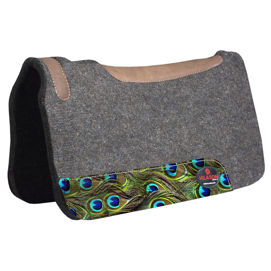 Made In Usa W. Grey Peacock Painted Wool Felt H. Saddle Pad by Hilason – Cowboy and equestrian accessories