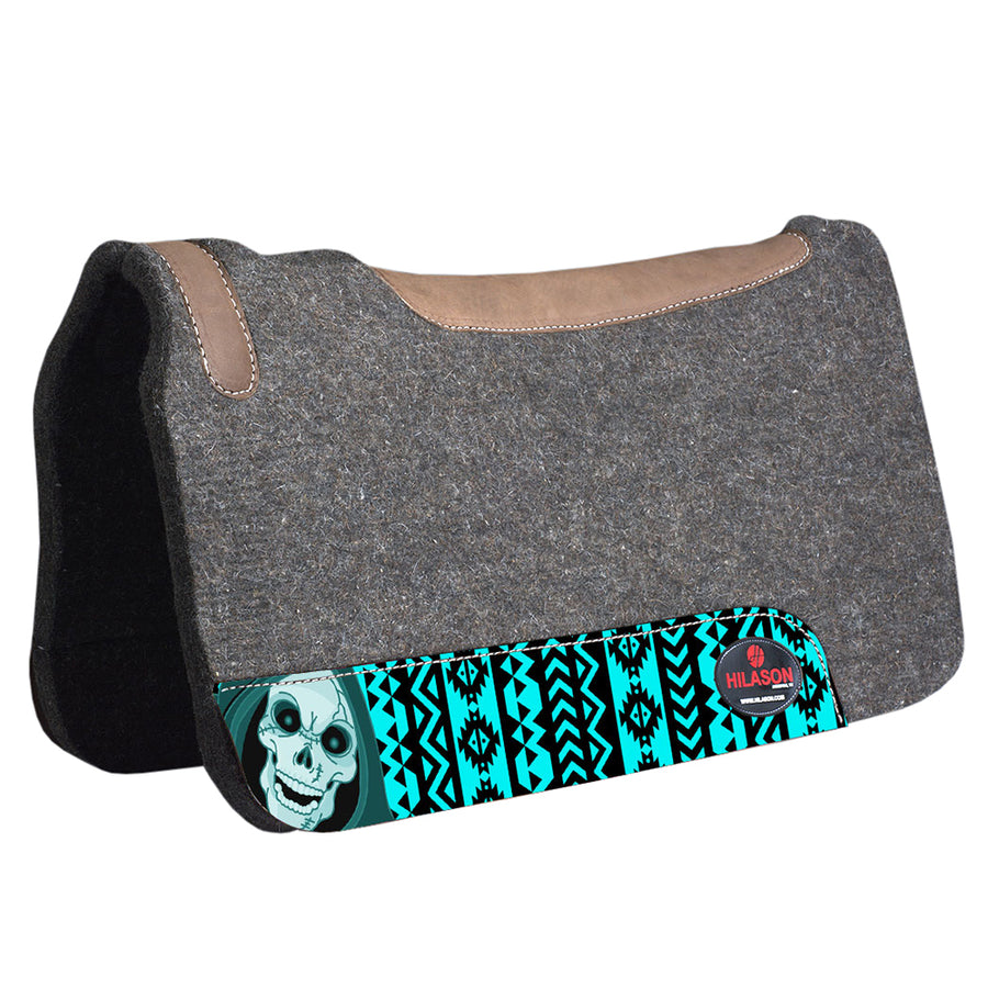 HILASON Western Wool Felt Horse Saddle Pad W/ Distressed Wear Leather Made in USA | for Horses