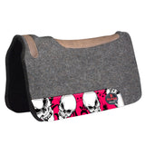 HILASON Western Wool Felt Horse Saddle Pad W/ Distressed Wear Leather Made in USA | for Horses