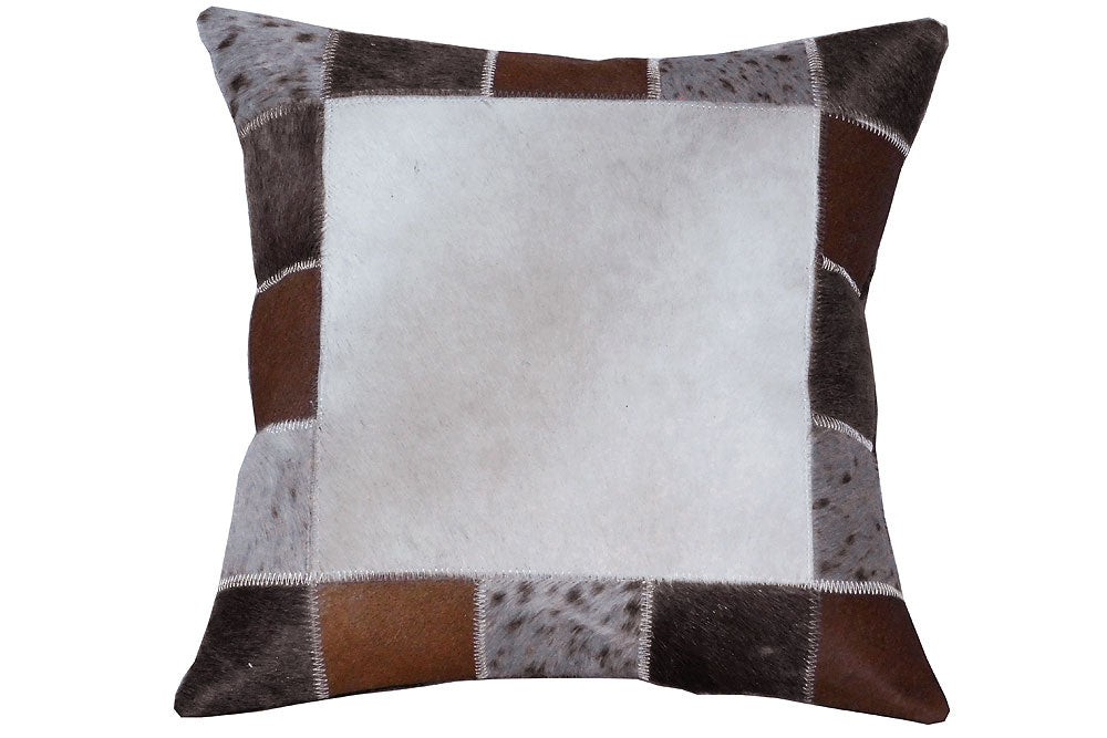 Pl508-F Cowhide Leather Hair-On Patchwork Cushion Pillow Cover