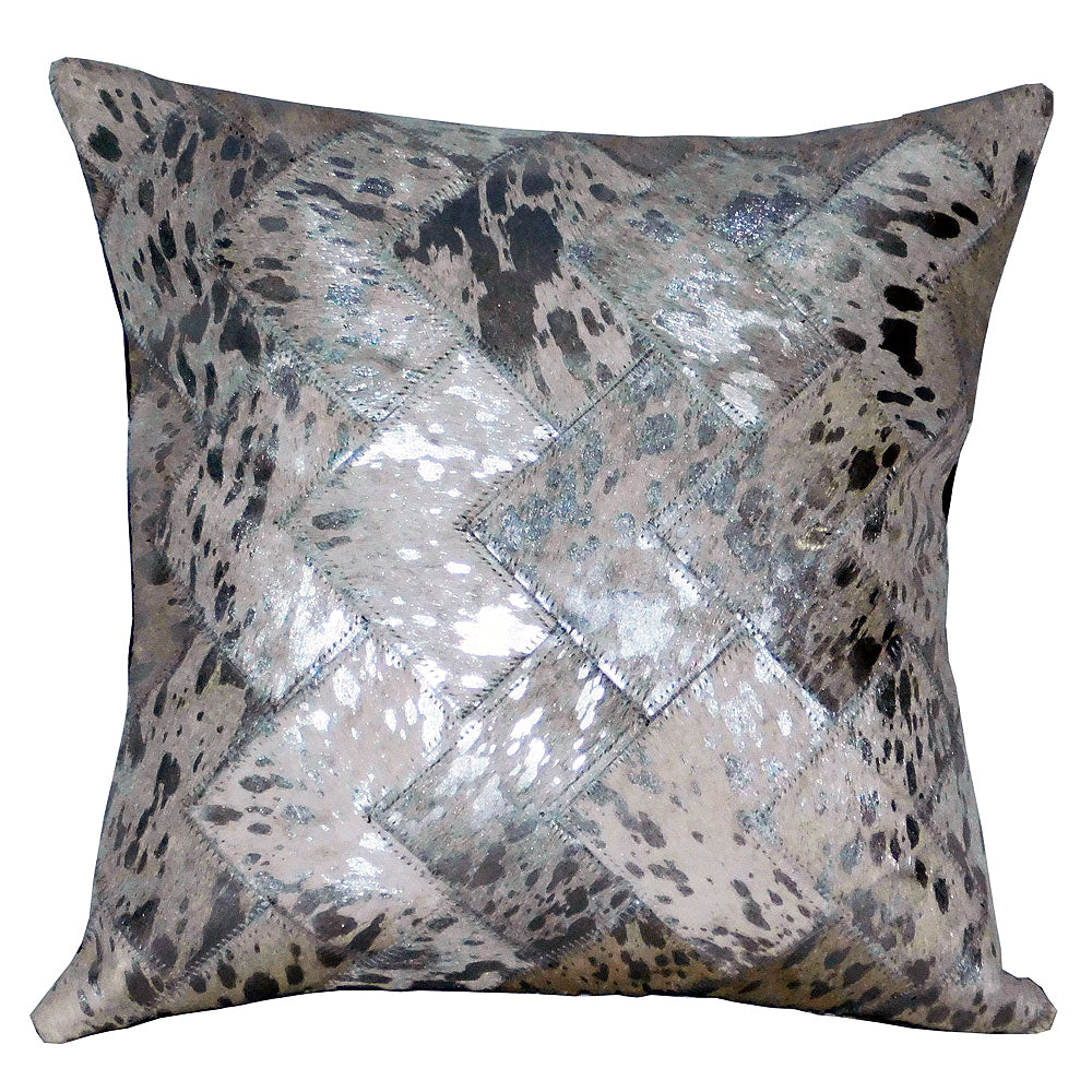 Pl513-F Cowhide Leather Hair-On Patchwork Cushion Pillow Cover