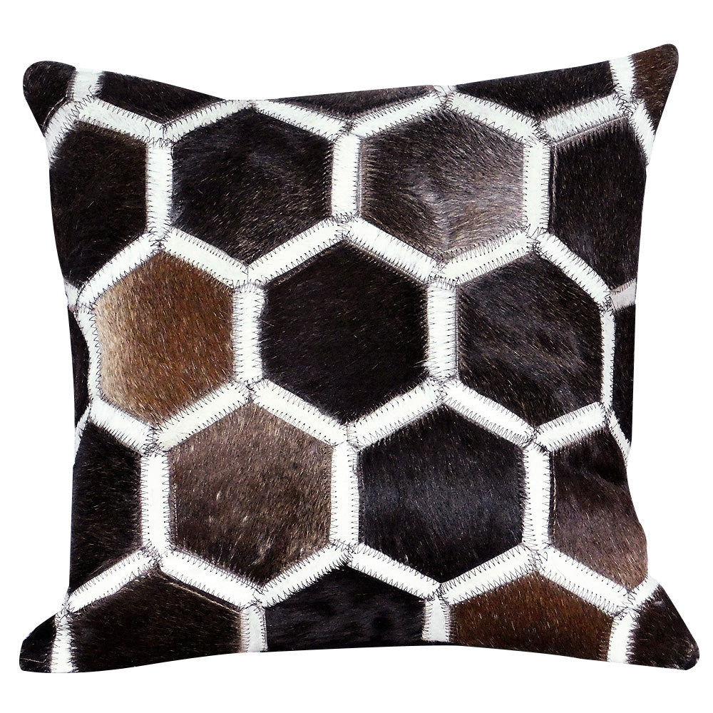 Pl514-F Cowhide Leather Hair-On Patchwork Cushion Pillow Cover