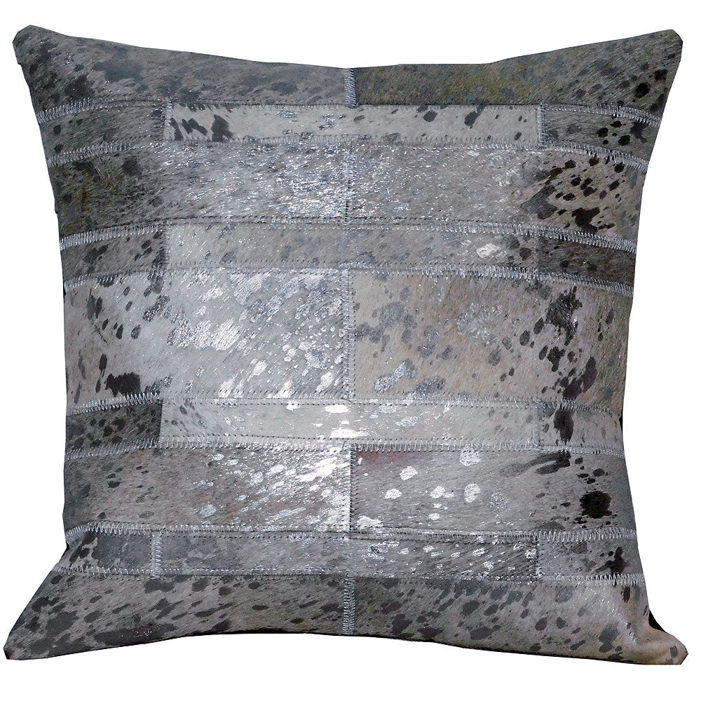 Pl518-F Cowhide Leather Hair-On Patchwork Cushion Pillow Cover