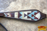 Hilason Western Horse Headstall Bridle American Leather Brown Aztec