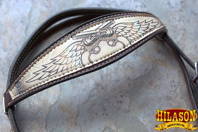 Hilason Western Horse Breast Collar Headstall American Leather Angel Wings