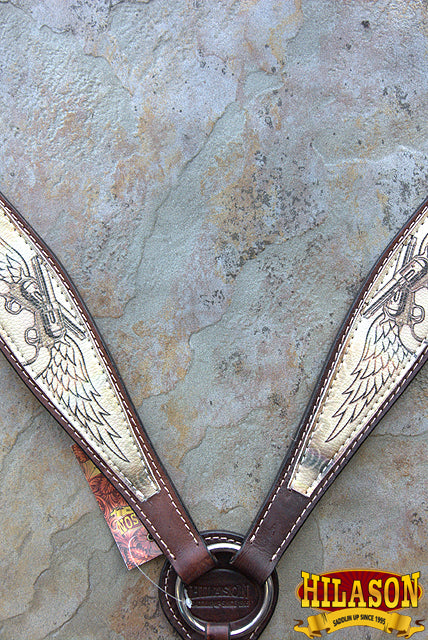 Hilason Western Horse Breast Collar American Leather Angel Wings